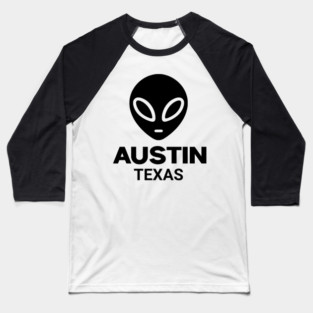 Black Alien Head Austin Texas Design for Weird Culture Lovers Baseball T-Shirt
