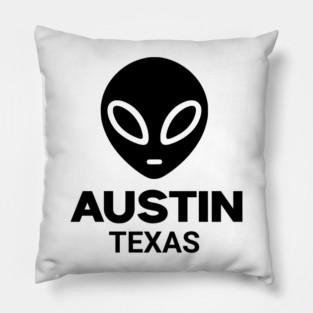 Black Alien Head Austin Texas Design for Weird Culture Lovers Pillow