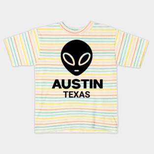 Black Alien Head Austin Texas Design for Weird Culture Lovers Kids T-Shirt