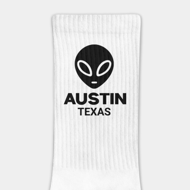 Black Alien Head Austin Texas Design for Weird Culture Lovers by Pixel Threads 