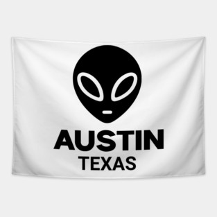 Black Alien Head Austin Texas Design for Weird Culture Lovers Tapestry