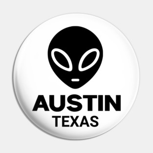 Black Alien Head Austin Texas Design for Weird Culture Lovers Pin