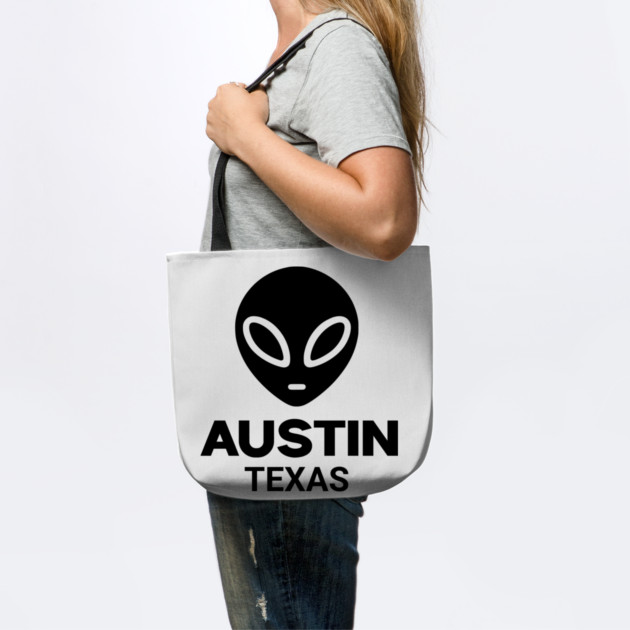 Black Alien Head Austin Texas Design for Weird Culture Lovers by Pixel Threads 