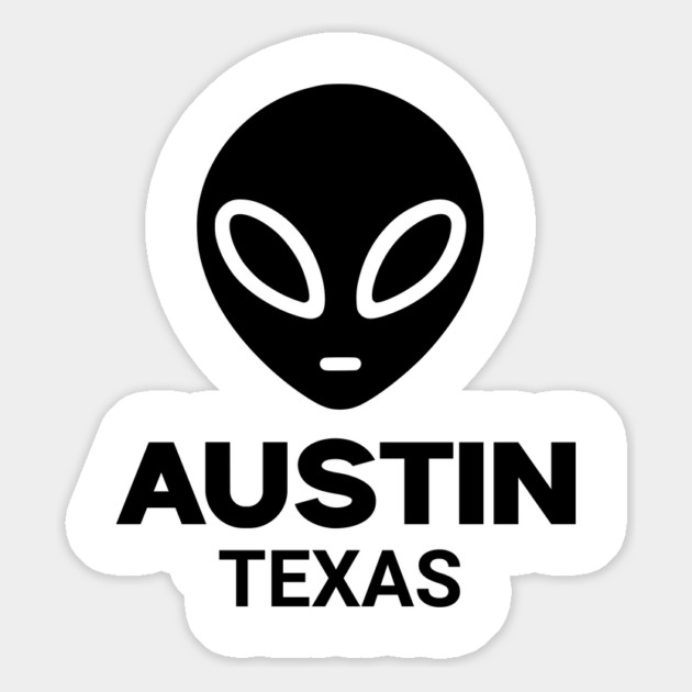 Black Alien Head Austin Texas Design for Weird Culture Lovers Magnet by Pixel Threads 