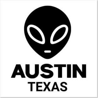 Black Alien Head Austin Texas Design for Weird Culture Lovers Posters and Art
