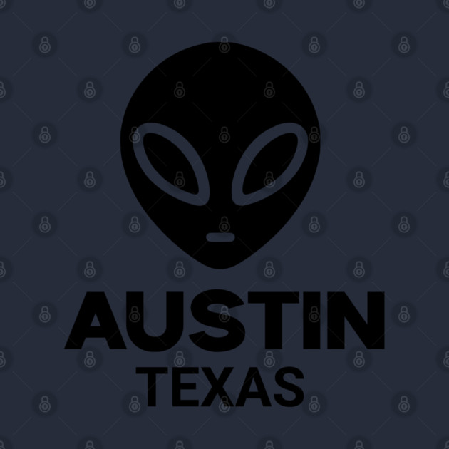 Black Alien Head Austin Texas Design for Weird Culture Lovers by Pixel Threads 