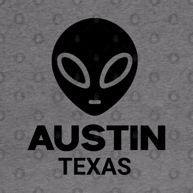 Black Alien Head Austin Texas Design for Weird Culture Lovers by Pixel Threads 