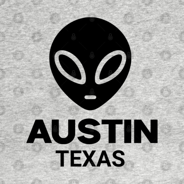 Black Alien Head Austin Texas Design for Weird Culture Lovers by Pixel Threads 