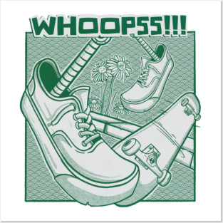 Whoopss!!! Skateboard Slip – Funny Skater Accident Cartoon Design Posters and Art
