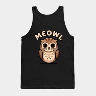 Meowl – Adorable Owl Cartoon With Big Eyes Tank Top