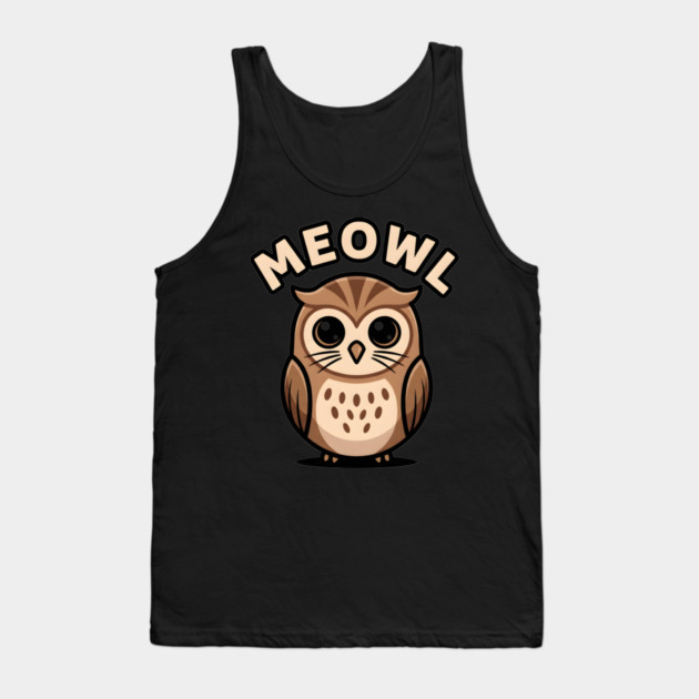 Meowl – Adorable Owl Cartoon With Big Eyes Tank Top by ArtistTee ⭐⭐⭐⭐⭐