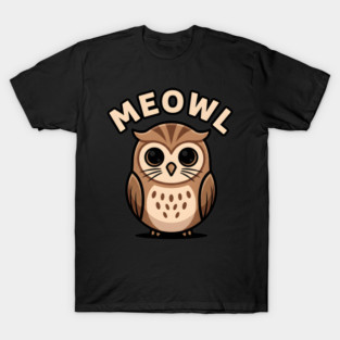 Meowl – Adorable Owl Cartoon With Big Eyes T-Shirt