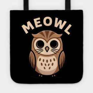 Meowl – Adorable Owl Cartoon With Big Eyes Tote