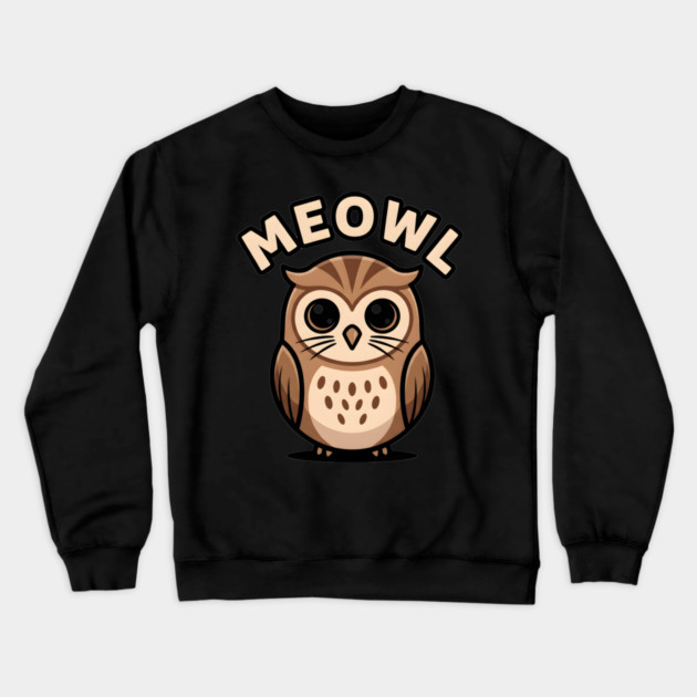 Meowl – Adorable Owl Cartoon With Big Eyes Crewneck Sweatshirt by ArtistTee ⭐⭐⭐⭐⭐
