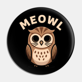 Meowl – Adorable Owl Cartoon With Big Eyes Pin