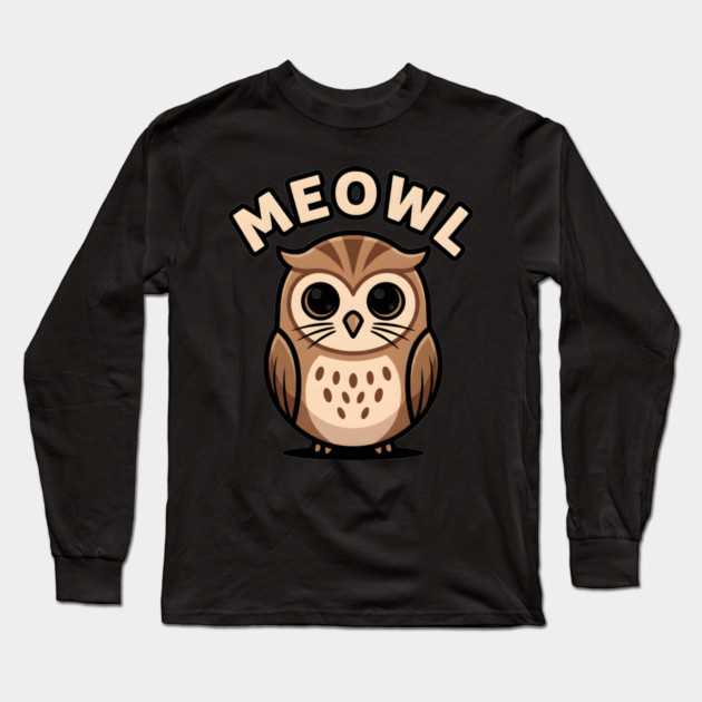 Meowl – Adorable Owl Cartoon With Big Eyes Long Sleeve T-Shirt by ArtistTee ⭐⭐⭐⭐⭐