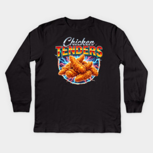 Chicken Tenders – Blue Lightning Food Explosion Graphic Kids Long Sleeve T-Shirt