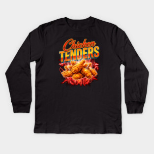 Chicken Tenders – Red Lightning Explosion with Crispy Tenders Kids Long Sleeve T-Shirt