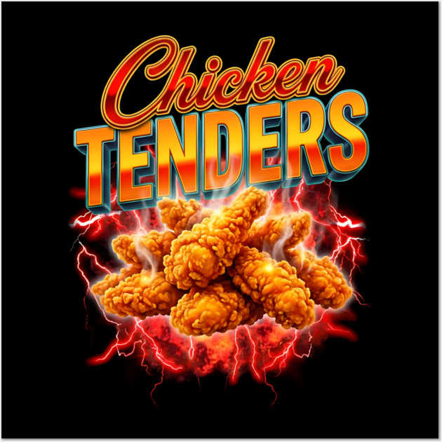 Chicken Tenders – Red Lightning Explosion with Crispy Tenders Wall Art by ArtistTee ⭐⭐⭐⭐⭐