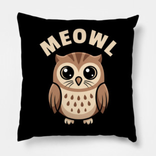Meowl – Adorable Owl Cartoon With Big Eyes Pillow