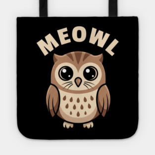 Meowl – Adorable Owl Cartoon With Big Eyes Tote