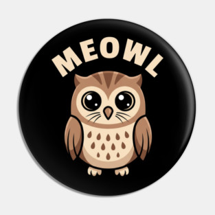 Meowl – Adorable Owl Cartoon With Big Eyes Pin