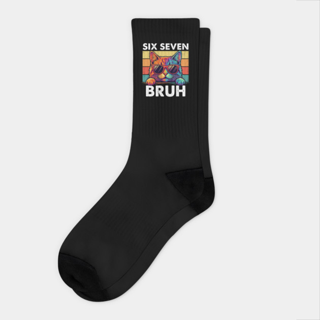 Six Sevten Bruh – Retro Sunglasses Cat Graphic Socks by ArtistTee ⭐⭐⭐⭐⭐