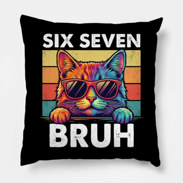 Six Sevten Bruh – Retro Sunglasses Cat Graphic Pillow by ArtistTee ⭐⭐⭐⭐⭐