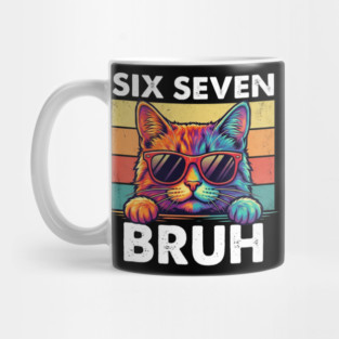 Six Sevten Bruh – Retro Sunglasses Cat Graphic Mug