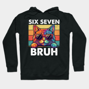 Six Sevten Bruh – Retro Sunglasses Cat Graphic Hoodie