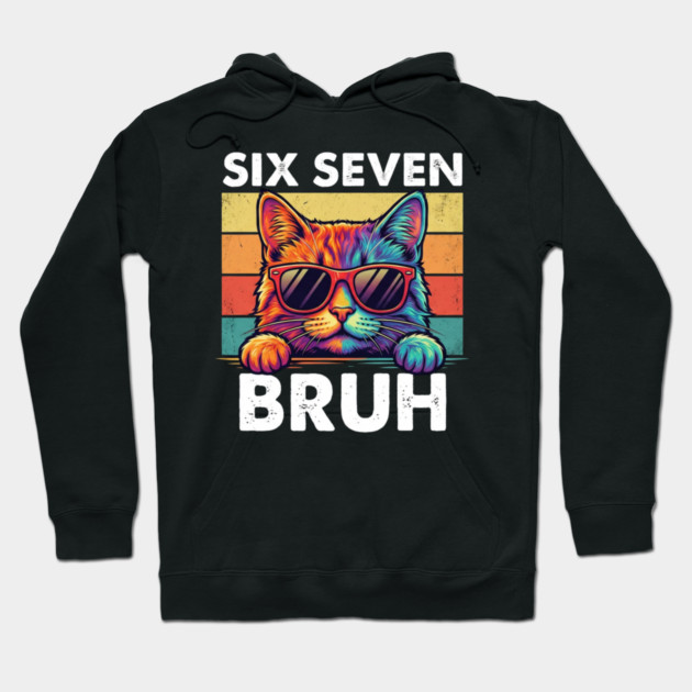 Six Sevten Bruh – Retro Sunglasses Cat Graphic Hoodie by ArtistTee ⭐⭐⭐⭐⭐
