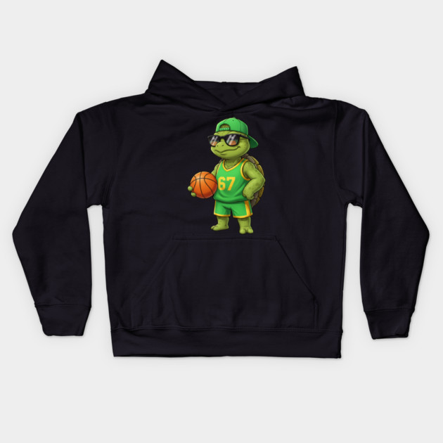 Basketball Turtle Character – Cool Turtle with Jersey 67 Kids Hoodie by ArtistTee ⭐⭐⭐⭐⭐