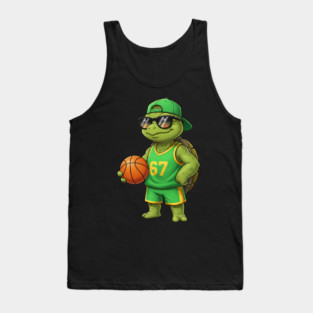Basketball Turtle Character – Cool Turtle with Jersey 67 Tank Top