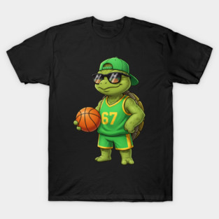 Basketball Turtle Character – Cool Turtle with Jersey 67 T-Shirt