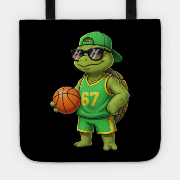 Basketball Turtle Character – Cool Turtle with Jersey 67 Tote by ArtistTee ⭐⭐⭐⭐⭐