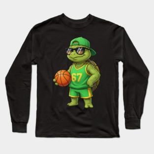 Basketball Turtle Character – Cool Turtle with Jersey 67 Long Sleeve T-Shirt