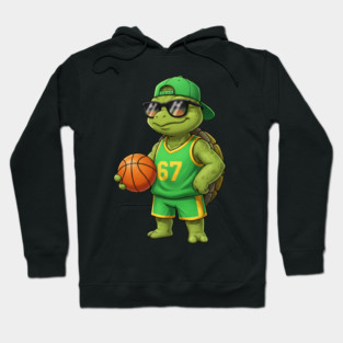 Basketball Turtle Character – Cool Turtle with Jersey 67 Hoodie