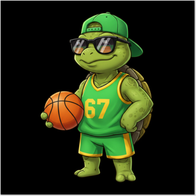 Basketball Turtle Character – Cool Turtle with Jersey 67 Wall Art by ArtistTee ⭐⭐⭐⭐⭐
