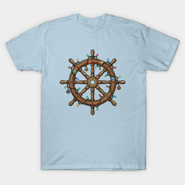 Merry Cruisemas - Christmas Ship Wheel T-Shirt by Creatifly Graphic Tees