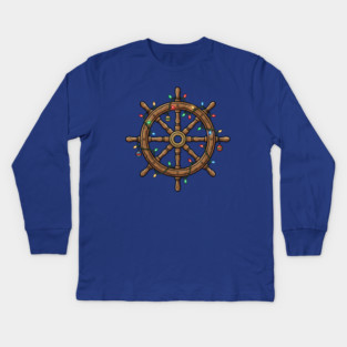 Merry Cruisemas - Christmas Ship Wheel Kids Long Sleeve T-Shirt