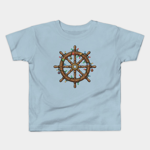 Merry Cruisemas - Christmas Ship Wheel Kids T-Shirt by Creatifly Graphic Tees