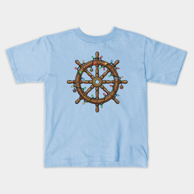 Merry Cruisemas - Christmas Ship Wheel Kids T-Shirt by Creatifly Graphic Tees