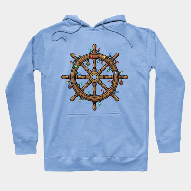 Merry Cruisemas - Christmas Ship Wheel Hoodie by Creatifly Graphic Tees
