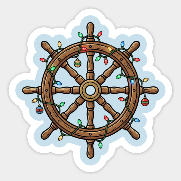 Merry Cruisemas - Christmas Ship Wheel Magnet by Creatifly Graphic Tees