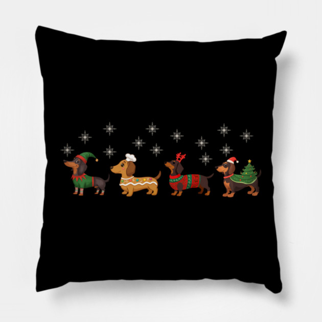 Dachshund Christmas Dog Lovers Pillow by yangho