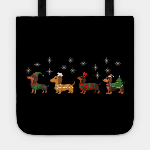 Dachshund Christmas Dog Lovers Tote by yangho