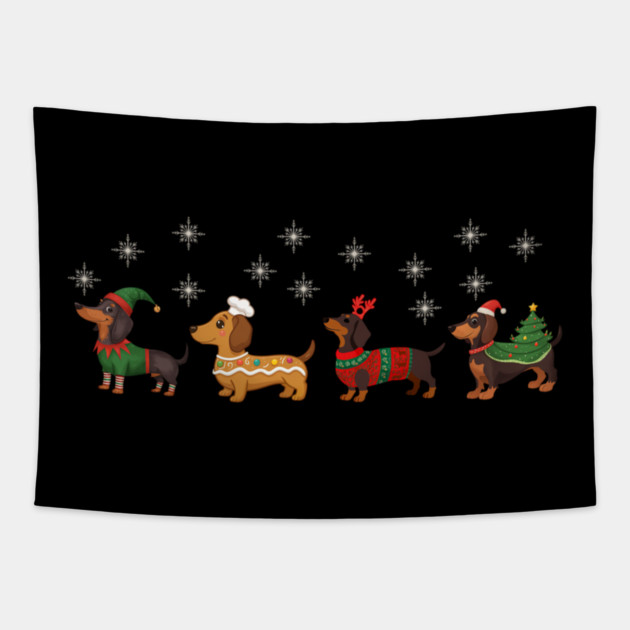 Dachshund Christmas Dog Lovers Tapestry by yangho