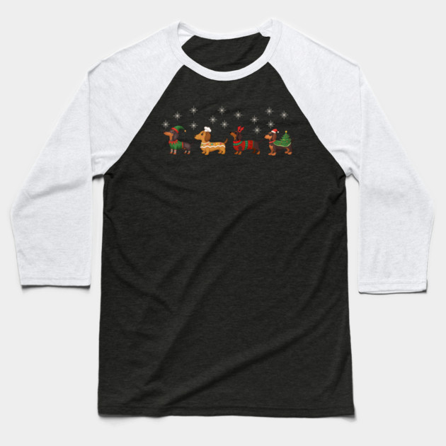 Dachshund Christmas Dog Lovers Baseball T-Shirt by yangho