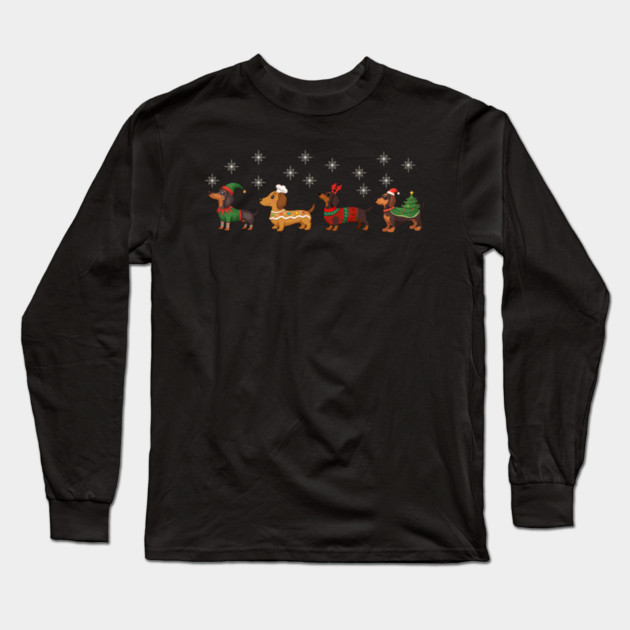 Dachshund Christmas Dog Lovers Long Sleeve T-Shirt by yangho