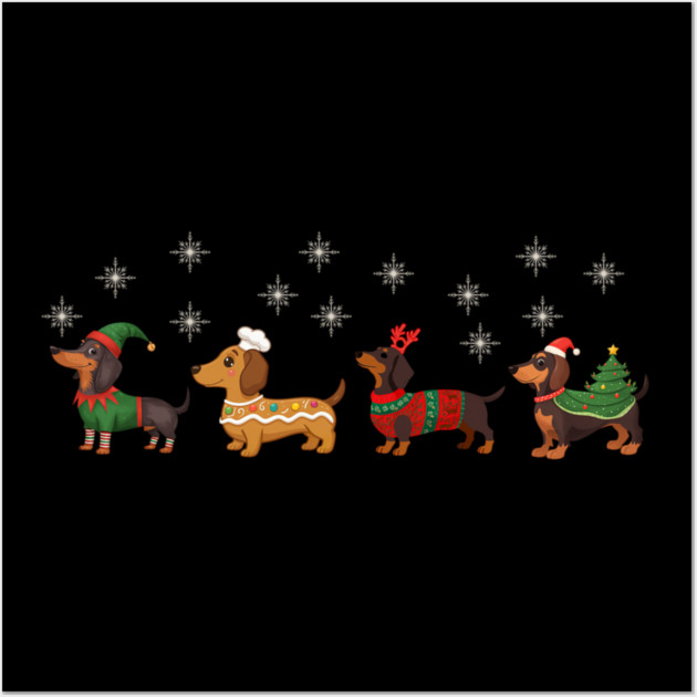 Dachshund Christmas Dog Lovers Wall Art by yangho